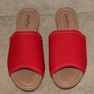 Usaflex Care Slip On Red Travel Sandals Made in Brazil Size 10